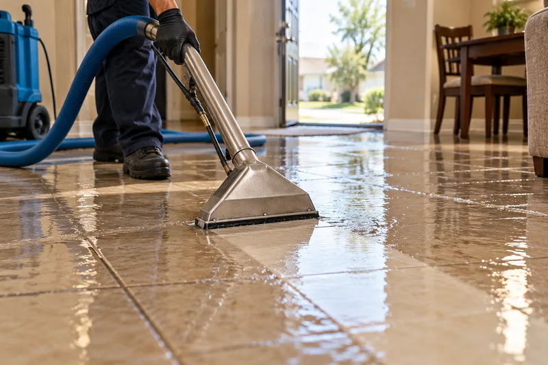 Water extraction in Baytown: conceptual extraction wand on a wet tile floor